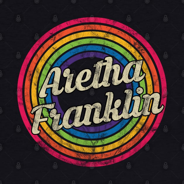 Aretha Franklin - Retro Rainbow Faded-Style by MaydenArt